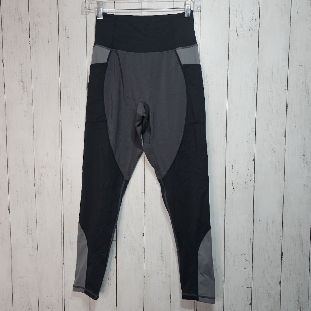 Buff Bunny Womens Journey Black Gray Colorblock High Waist ⅞ Legging Size Medium